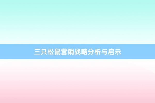 三只松鼠营销战略分析与启示